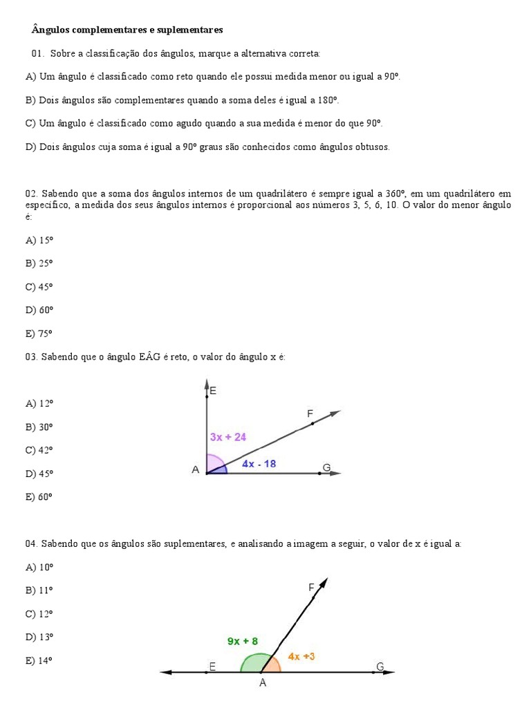 Ângulos complementares