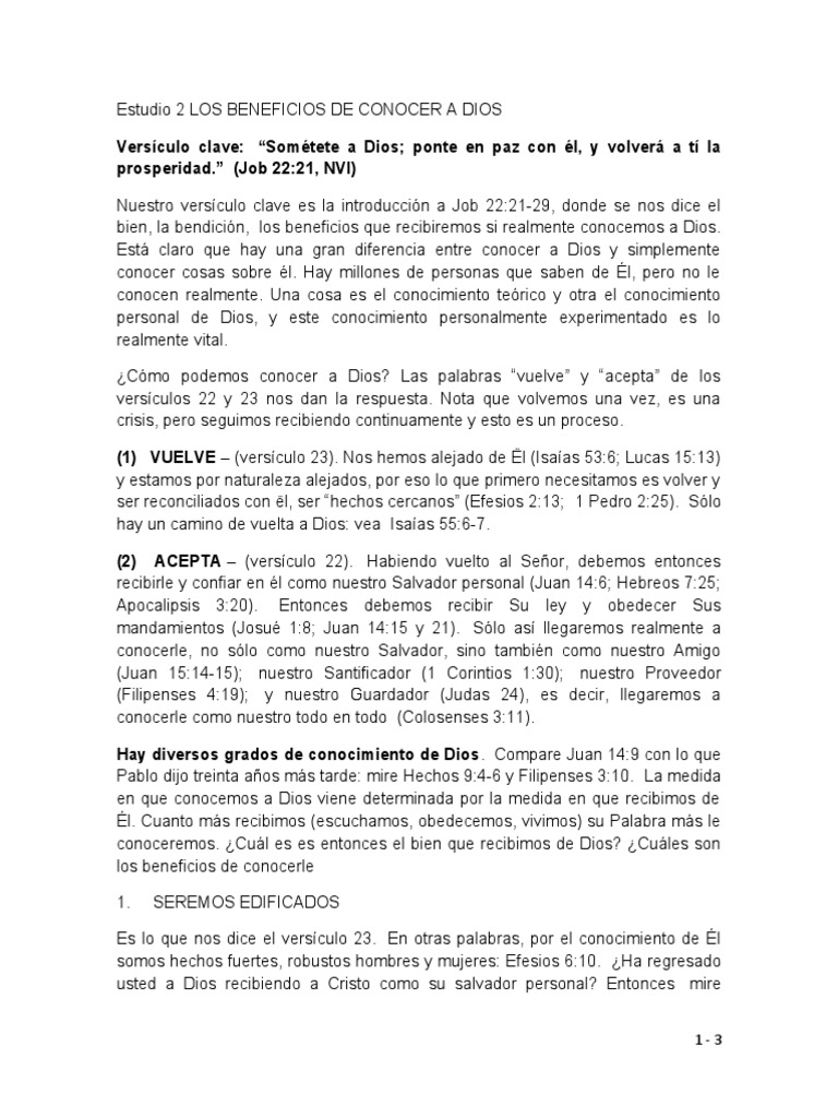 Beneficios de Conocer a Dios | PDF | Cristo (título) | Biblia