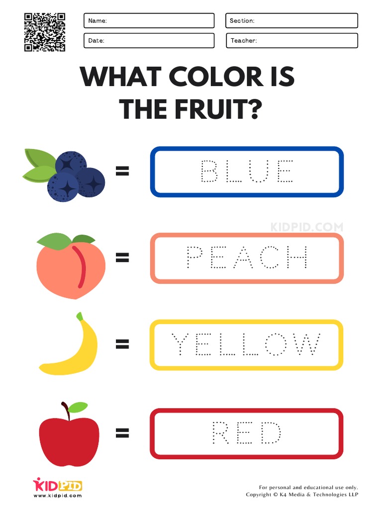 Identify Colors Tracing Activity Printable Worksheets | PDF