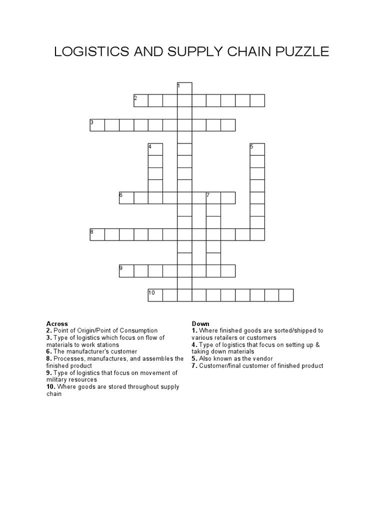 Logistics and Supply Chain Crossword | PDF | Technology & Engineering