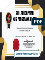 Certificate For NASUHAH BT MERAN For - KUIZ PERGERAKAN ASAS