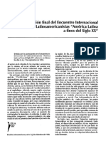 CELA (1990). Declaración Final Del Encuentro Internacional de Latinoamericanistas