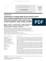 Contributions to singing ability by the posterior portion of the superior temporal gyrus of the non-languagedominant hemisphere