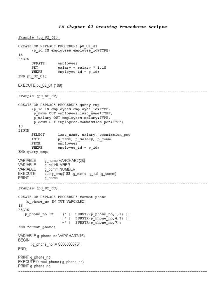 PU Chapter 02 Creating Procedures Scripts | PDF | Data Management ...