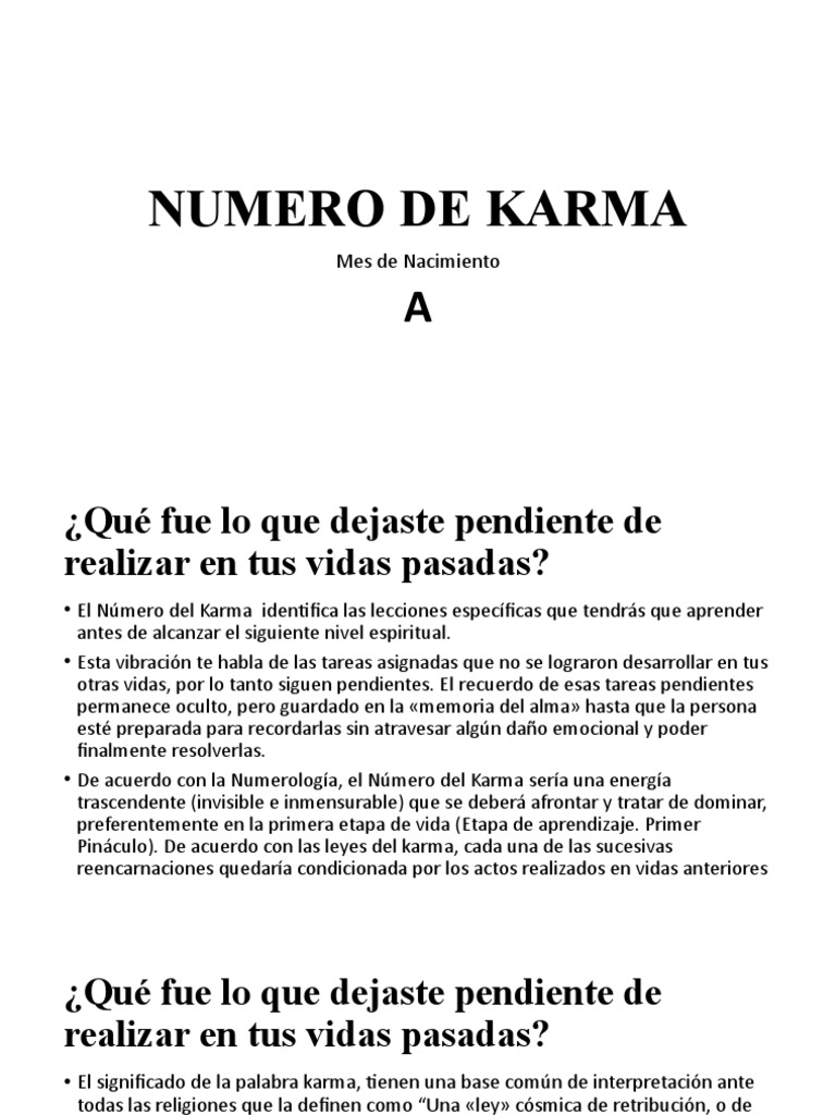A. Numerologia Numero de Karma PDF Karma Aprendizaje