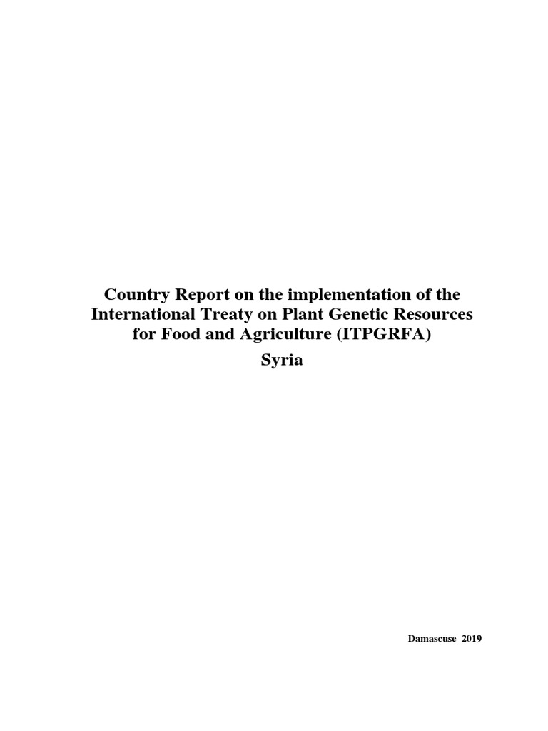 Country Report On The Implementation of The International Treaty On ...
