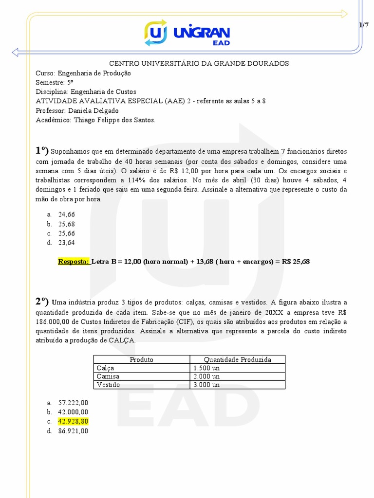 Atividade Avaliativa Especial - Prova 2 - Atualização 08 - 09 | PDF ...