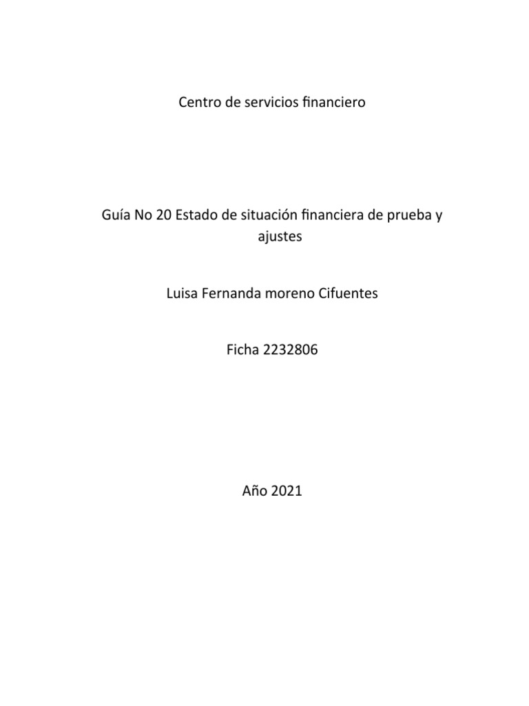 Guía 20: Estado Financiero y Cuentas Contables | PDF | Contabilidad ...