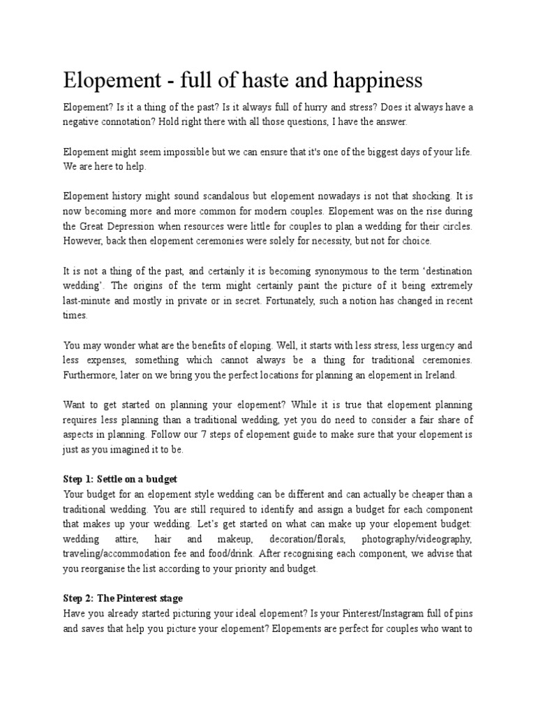 Modern Elopement Planning Guide | PDF | Marriage | Wedding