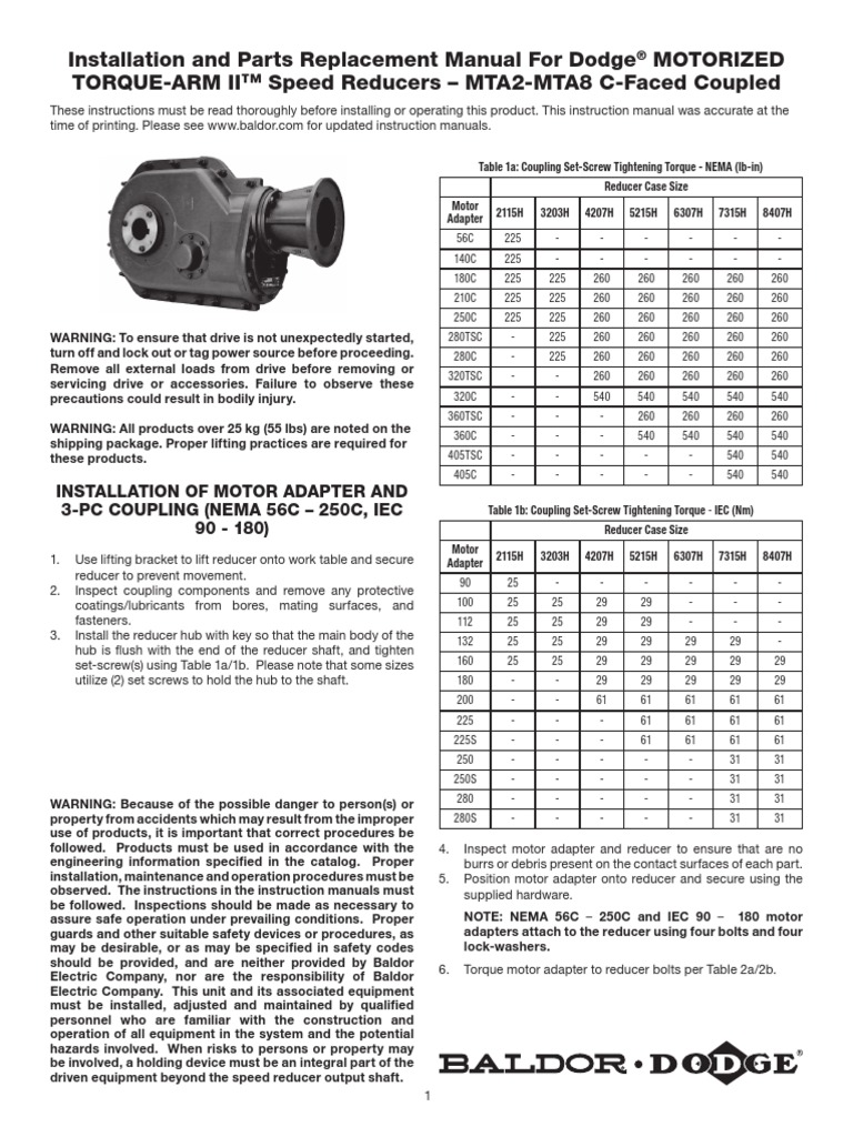 Catalogo Reductor Dodge Ta9414h25 MN1695 | PDF | Screw