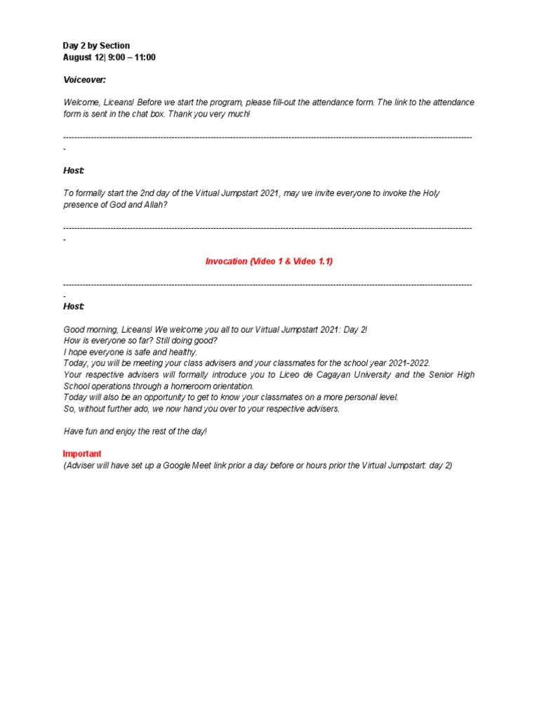 Virtual Jumpstart 2021: Day 2 Overview | PDF | Educational Technology