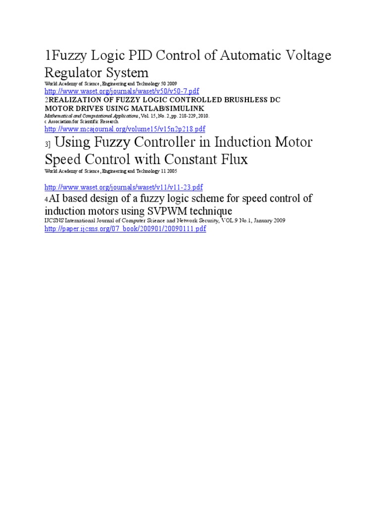 Fuzzy Logic Control in Motor Systems | PDF | Technology & Engineering