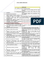 Vital Signs Checklist (Temperature BP PR RR)