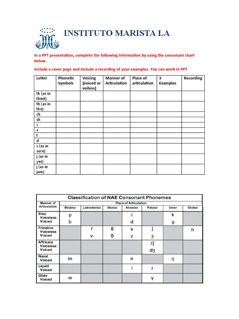 Consonant Chart Information | PDF