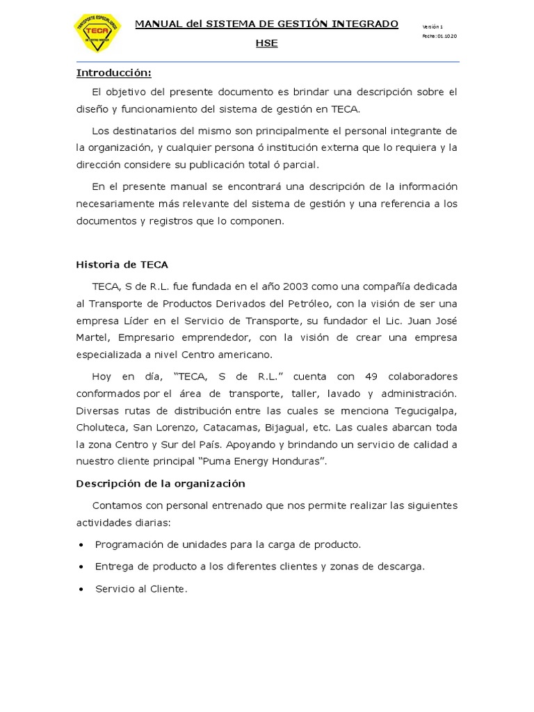 Manual Del Sistema de Gestión Integrado Hse | PDF | Calidad (comercial ...