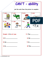 Can/can't: Use and The Verb From The Picture To Complete The Sentences