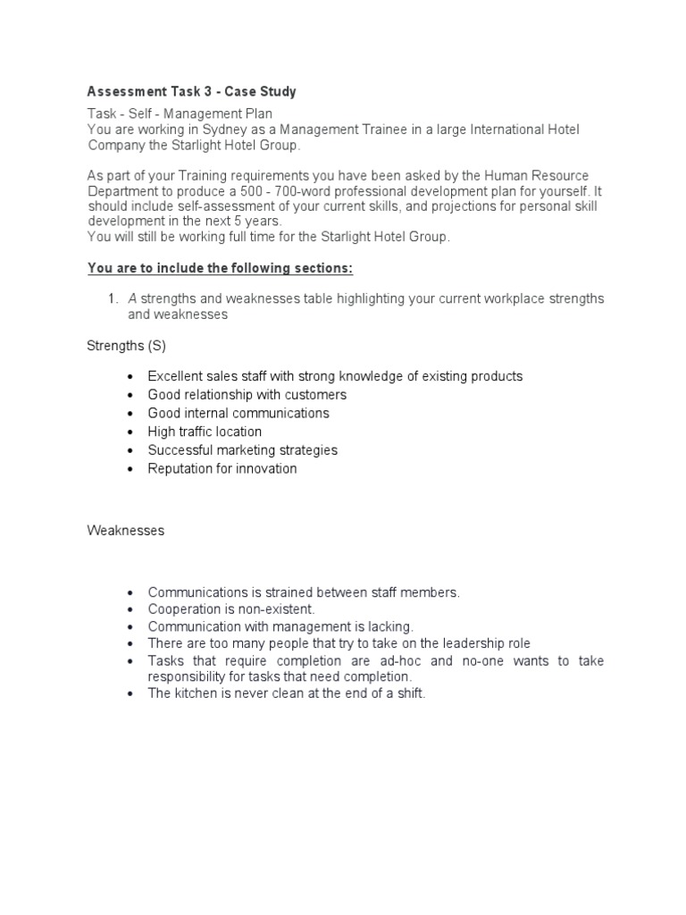 Assessment Task 3 Case Study A Strengths and Weaknesses Table
