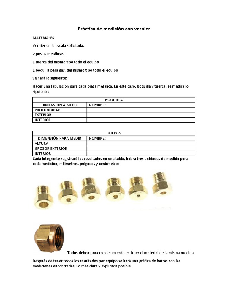 Medición de Piezas con Vernier | PDF | Métodos y materiales de