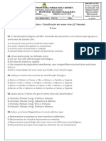 Lista de Exercícios Biologia 3 Ano