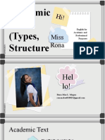 Academic Texts (Types, Structure, Strategies For Reading) : Miss Rona