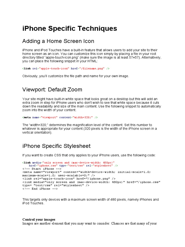 iPhone Web Design Techniques Guide | PDF | I Phone | Icon (Computing)