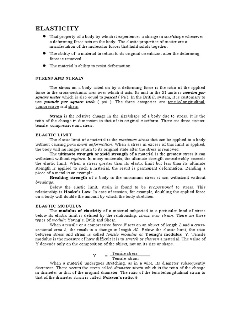 Applications of Elastic Behavior in Materials | PDF | Elasticity ...