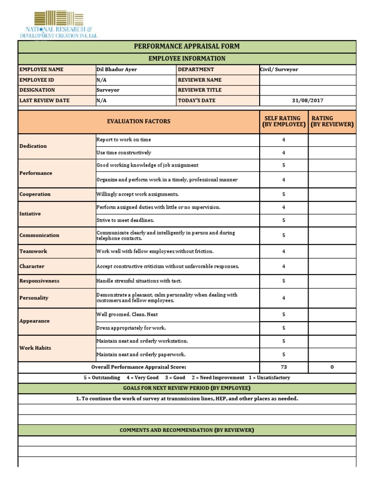 Performance Appraisal Form: Employee Information | PDF | Performance ...