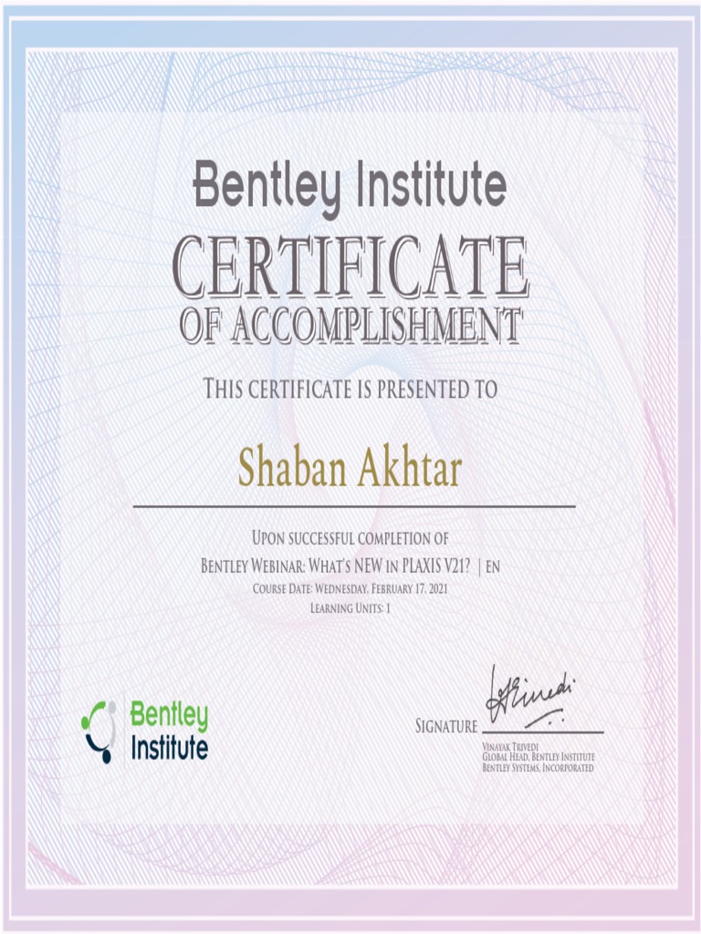 Bentley Certificate | PDF