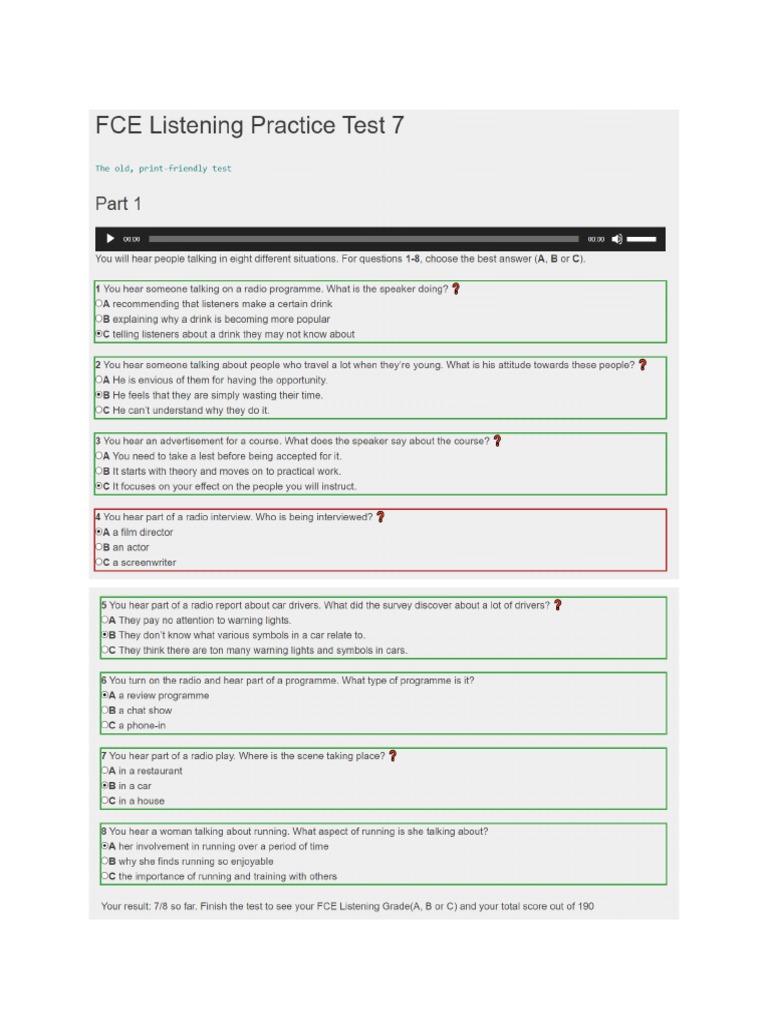 Fce Listening Practice Test 7 | Pdf