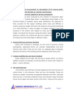 Comments To Be Incorpated in Calculation of TF, Storey Drift, and Design of Column and Beams