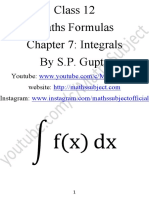 Class 12 - Maths Subject - CH 7 - Integrals - Formulas by SP Gupta