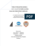 Laporan Praktek Kerja Ispe Jatim-Bali Di Industri Farmasi: Stude NT CH Apter