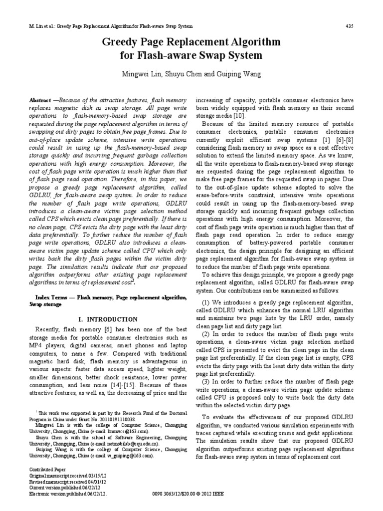 Greedy Page Replacement Algorithm For Flash-Aware Swap System | PDF ...