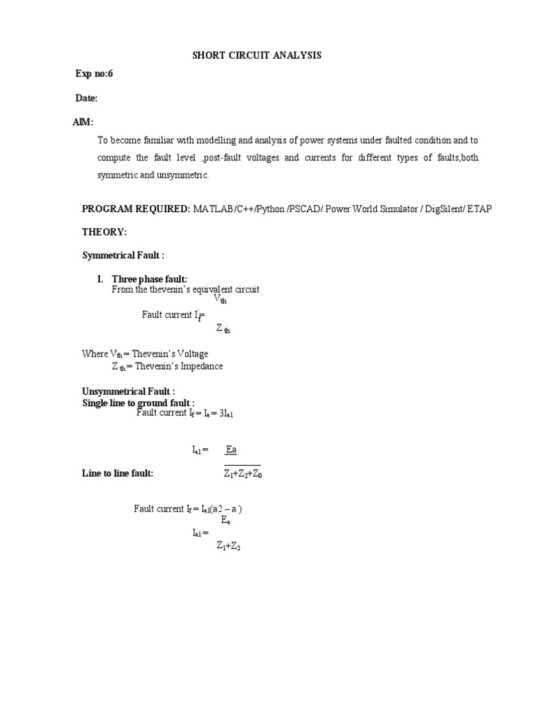 Short Circuit Analysis in Power Systems | PDF | Steady State | Quantity
