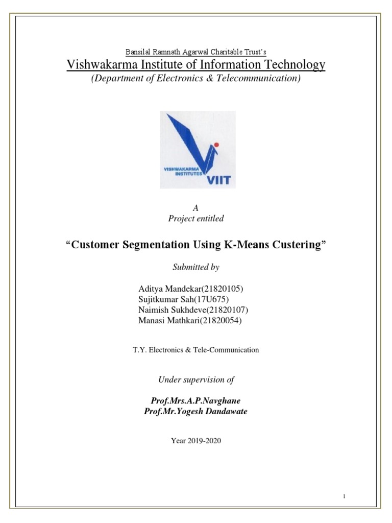 Customer Segmentation via K-Means Clustering | PDF | Cluster Analysis ...