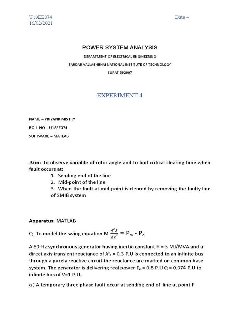 Critical Clearing Time in Power Systems | PDF | Electrical Engineering ...