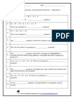 Properties of Numbers Worksheet