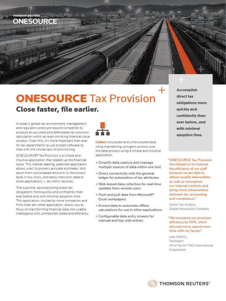 ONESOURCE Tax Provision: Close Faster, File Earlier | PDF | Automation ...
