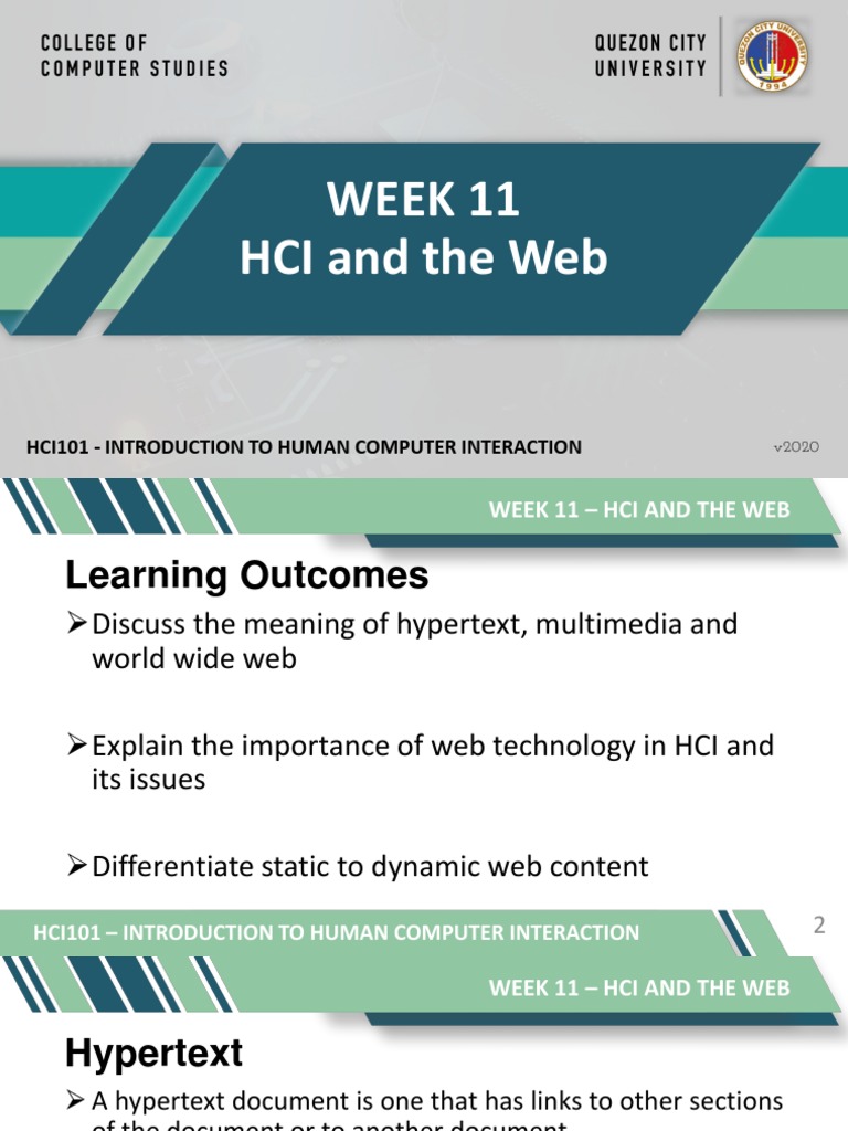 HCI101 Week-11 HCI and The Web | PDF | World Wide Web | Internet & Web