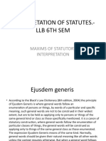 On Maxims of Statutory Interpretation - Interpretation of Statutes. - LLB 6TH Sem