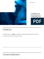 Literals, Variables and Data Types