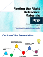 Finding The Right Reference Materials: Renato O. Arazo, PH.D