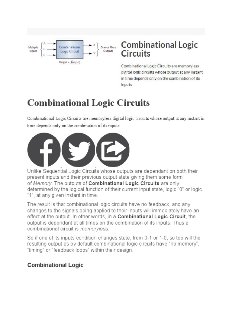 Combinational Logic Circuits Overview | PDF | Logic Gate | Electronic ...
