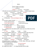 Test Questions on Grammar, Vocabulary and Reading Comprehension