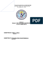 Subject: The Teaching Profession Course: BSED-MATH: NDC - Tagum Foundation, Incorporated