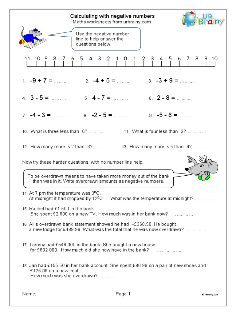 Calculating With Negative Numbers | PDF | Mathematics