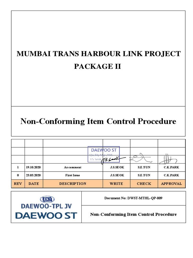 Non-Conformance Control Procedure | PDF | Quality | Business Process
