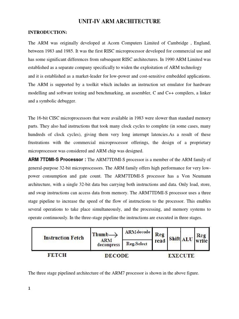 Unit IV MPMC | PDF | Arm Architecture | Central Processing Unit