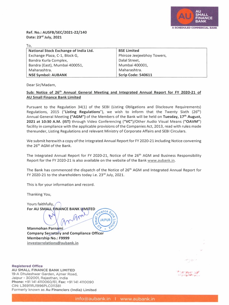 Info Aubank in I WWW Aubank In Finance Bank PDF Business Economies