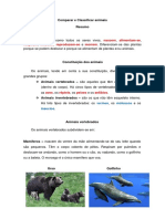 Comparar e Classificar Animais - Resumo